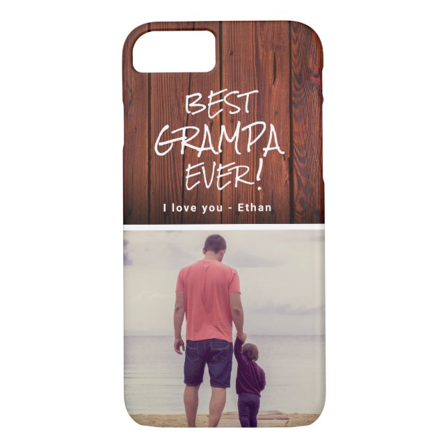 Rustic Custom Photo Best Grampa Grandfather Case-Mate iPhone Case (Back)
