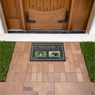 Rustic Custom photo family name welcome Doormat