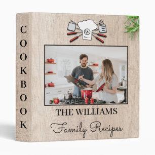 Rustic Custom Photo Name Monogram Family Recipe Binder