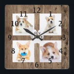 Rustic Custom Photo Pet College Acrylic Wall Clock<br><div class="desc">Custom photo template ready for you to add your own images to. please note that the pictures are placeholders only . The templates are idea for your Instagram photos of your fur baby .</div>