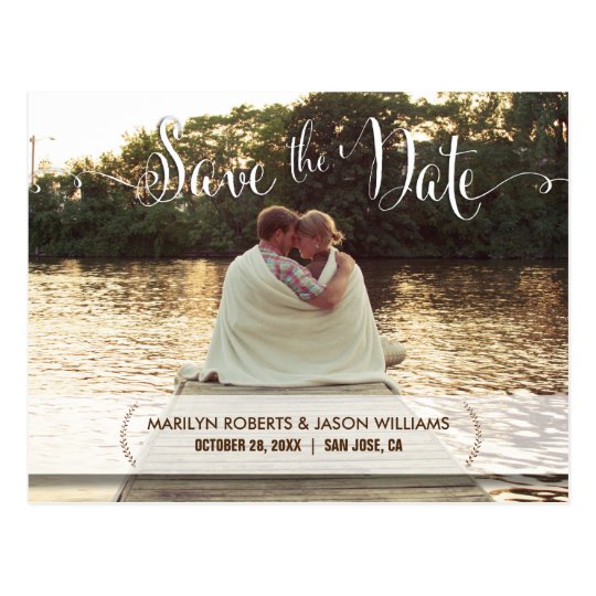 Rustic Custom Photo Save the Date Postcard