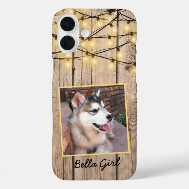 Rustic Custom Square Photo Alaskan Malamute Puppy Case-Mate iPhone Case (Back)
