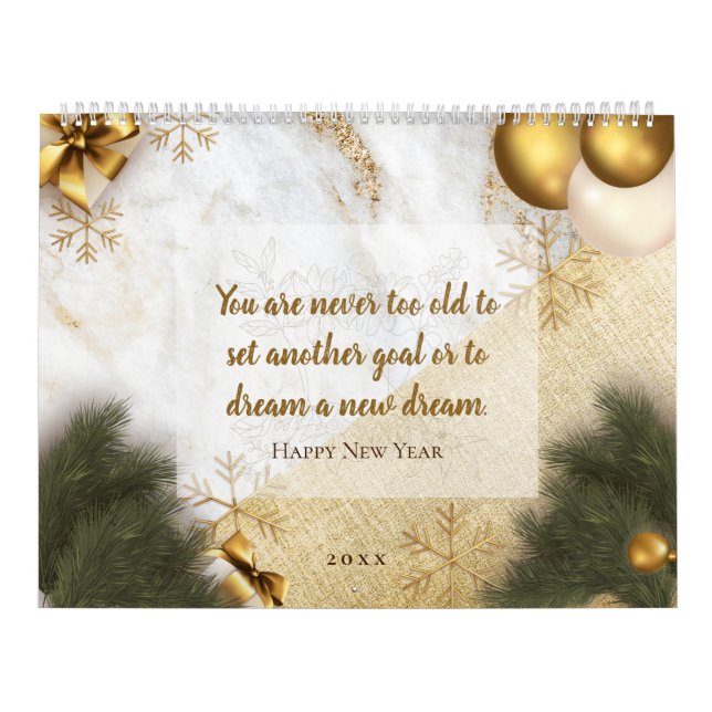 Rustic custom text quote ,Christmas & new year  Calendar (Cover)