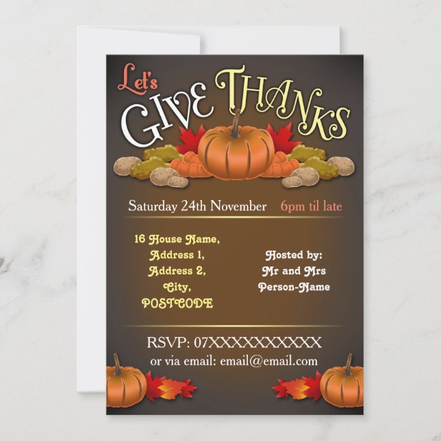 Rustic Customisable Thanksgiving Invitation (Front)