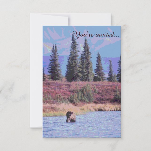 Rustic customizable moose wedding invitations (Front)