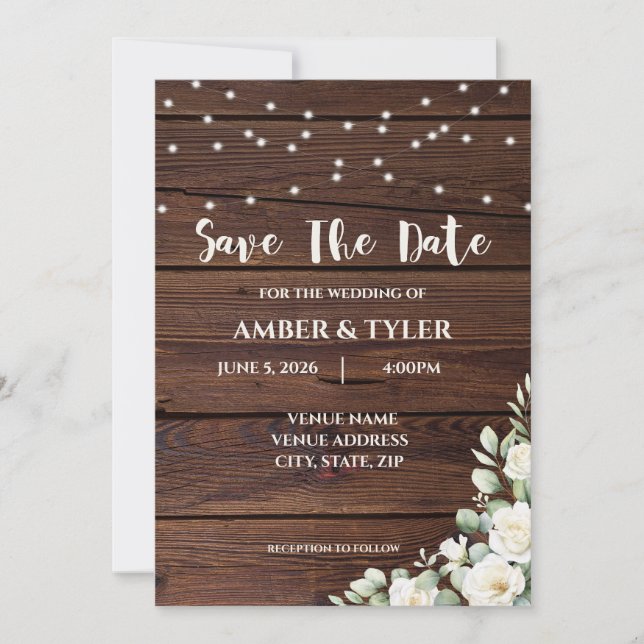 Rustic Customizable Wedding Invitation (Front)