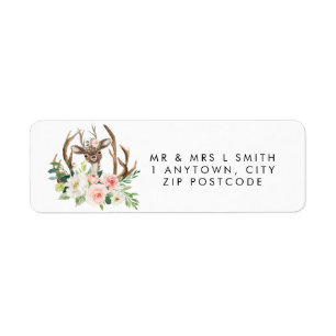 rustic cute deer floral return address label