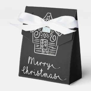 Rustic Cute Gingerbread House Black Christmas Gift Favor Box