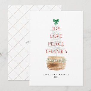 Rustic Cute Typography Christmas Tree No Photo Holiday Card