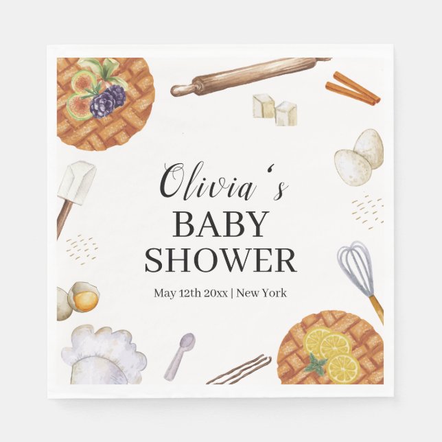 Rustic Cutie Baking Pie Baby Shower Napkin (Front)