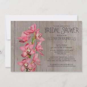 Rustic Cymbidium Orchid Bridal Shower Invitations