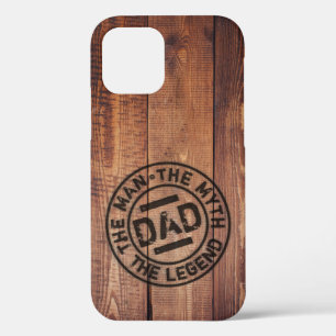 Rustic  Dad The Man Myth Legend Wood Pyrography  iPhone 12 Case