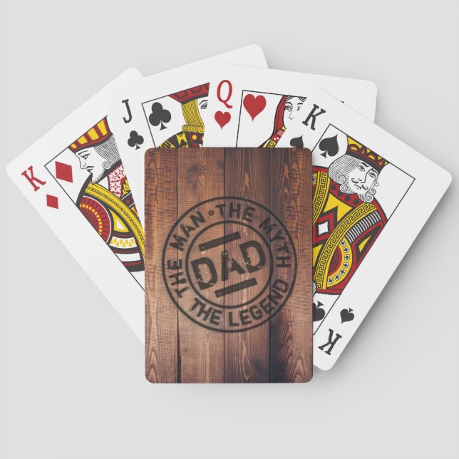 Rustic Dad The Man Myth Legend Wood Pyrography  Playing Cards (Back)