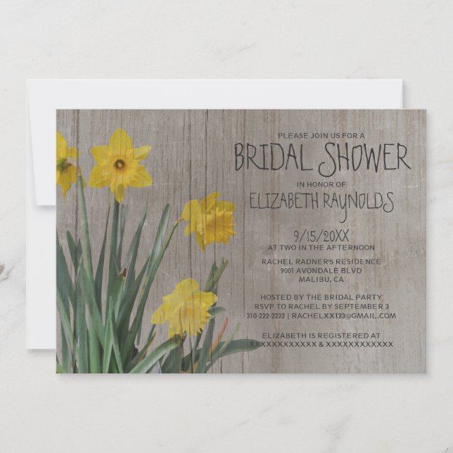 Rustic Daffodil Bridal Shower Invitations (Front)