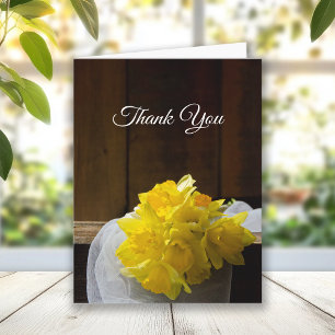 Rustic Daffodils and Barn Wood Wedding Thank You Card