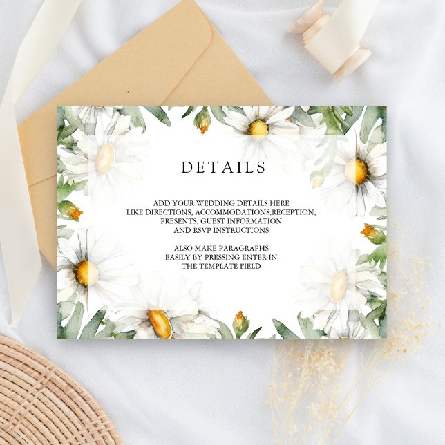 Rustic Daisies Floral Wedding Details Enclosure Card (Creator Uploaded)