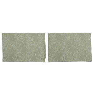  Rustic Daisies on Sage Green, Botanical Luxury  Pillowcase