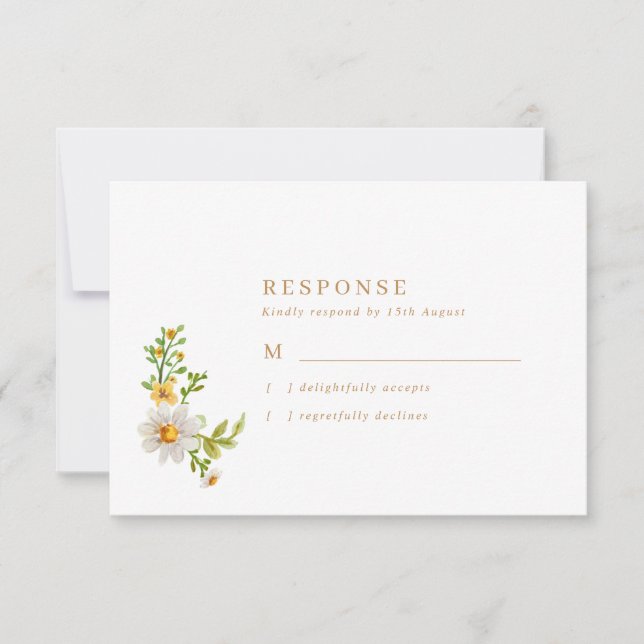 Rustic Daisies Wedding  RSVP Card (Front)