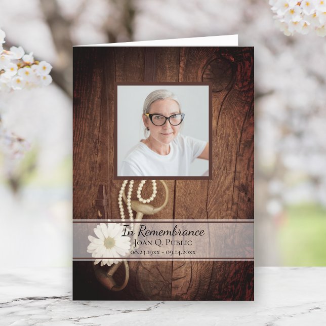 Rustic Daisy and Horse Bit Western Funeral Service Program (Creator Uploaded)