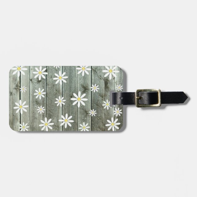 Rustic Daisy Barn board Luggage Tag (Front Horizontal)