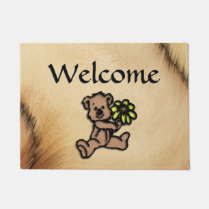 Rustic Daisy Bear Design Doormat
