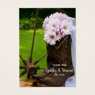 Rustic Daisy Cowboy Bottes Mariage Favor Tags