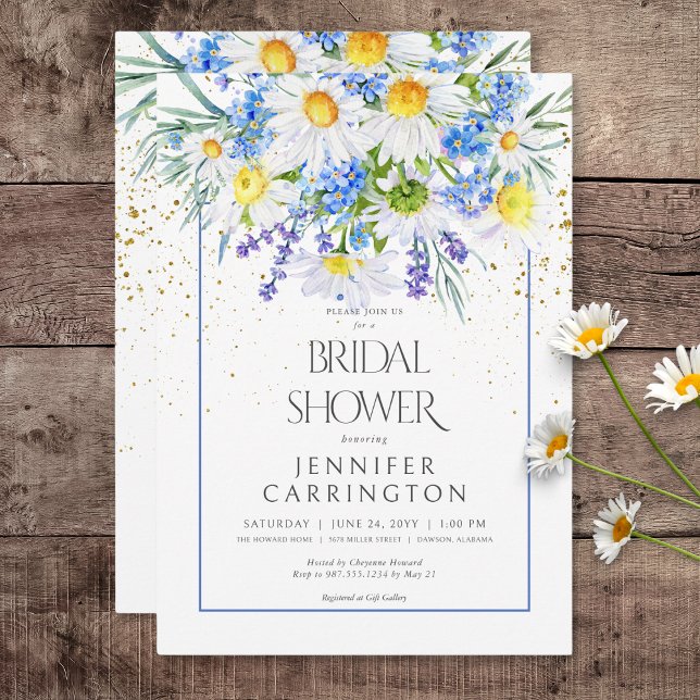 Rustic Daisy & Field Flowers Bouquet Bridal Shower Invitation (Rustic Daisy & Field Flowers Bouquet Bridal Shower Invitation)