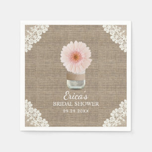 Rustic Daisy Floral Mason Jar Laced Bridal Shower Napkin