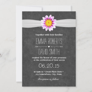 Rustic Daisy Flower Chalkboard Wedding Invitations