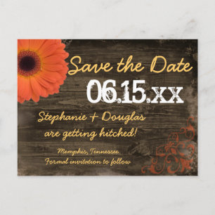 Rustic Daisy Grange Bois Enregistrer La Date Carte