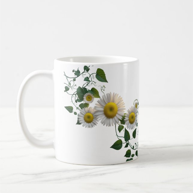 Rustic Daisy Green Ivy Botanical Classic Mug (Gauche)