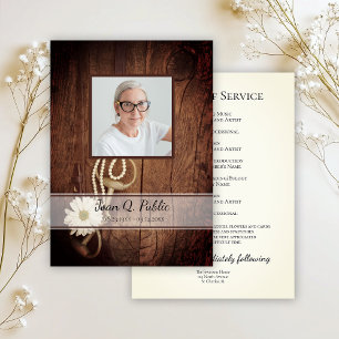 Rustic Daisy Horse Bit Western Funeral Service Program