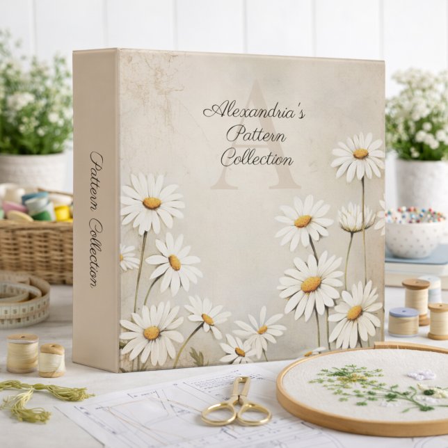 Rustic Daisy Monogram Pattern Keeper Binder (Creator Uploaded)
