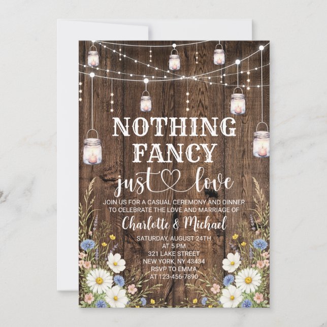Rustic Daisy Nothing Fancy Just Love Wedding Invitation (Front)