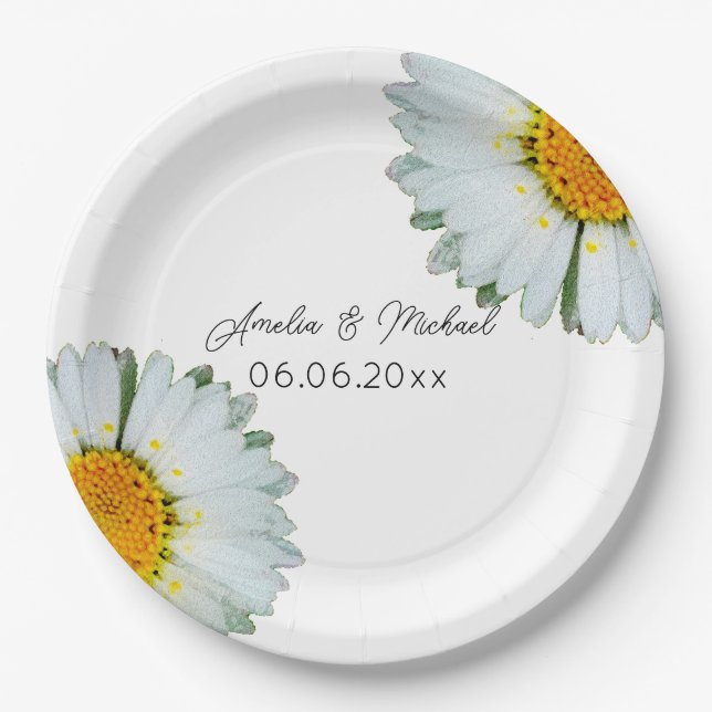 Rustic Daisy Summer Wedding  Paper Plate (Front)