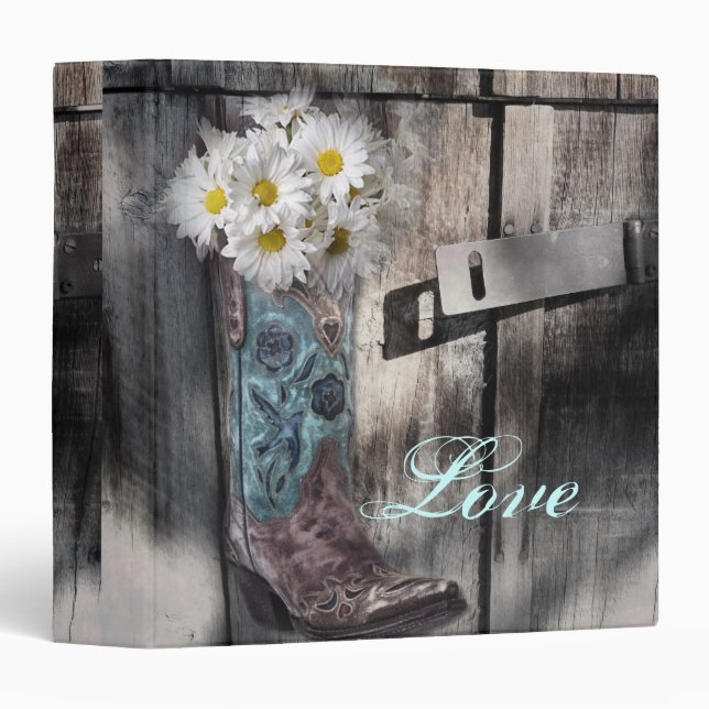 rustic daisy western country cowboy wedding binder (Front/Spine)