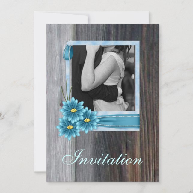 rustic daisy western country wedding invitation (Front)