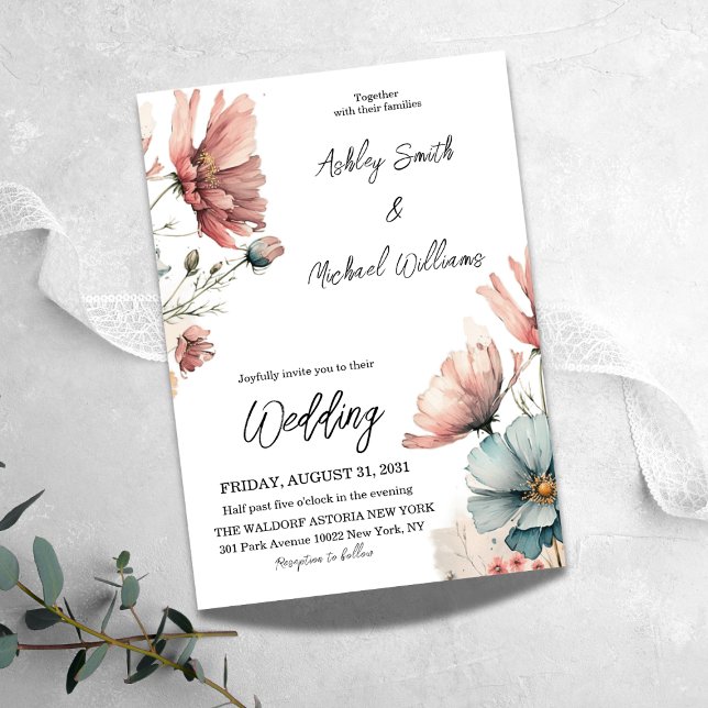 Rustic Daisy Wildflower Floral Wedding Invitation (Creator Uploaded)