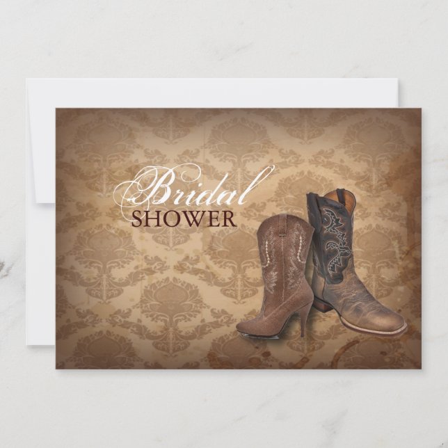 rustic damask cowboy Western bridal shower Invitation (Front)