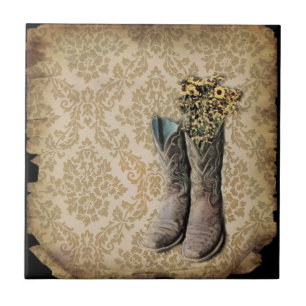 rustic damask western country cowboy tile