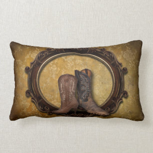 rustic damask Western Cowboy wedding Lumbar Pillow
