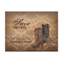 rustic damask Western Cowboy wedding save the date