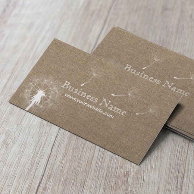 Rustic Dandelion Blowing Burlap Business Cards (Creator Uploaded)