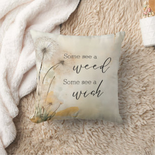 Rustic Dandelion Wish Quote Throw Pillow
