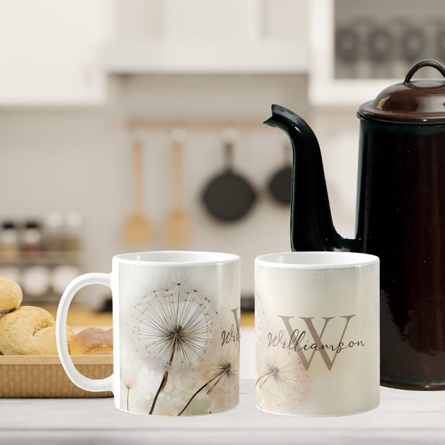 Rustic Dandelions Monogram Coffee Mug (Creator Uploaded)