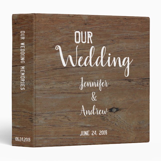 Rustic dark barn wood country Wedding binder (Front/Spine)