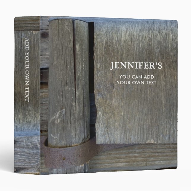 Rustic dark barn wood door personalized binder (Front/Spine)