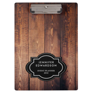 Rustic dark barn wood pattern personalized clipboard
