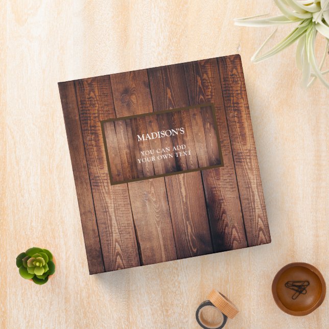 Rustic dark barn wood personalized binder (In Situ)