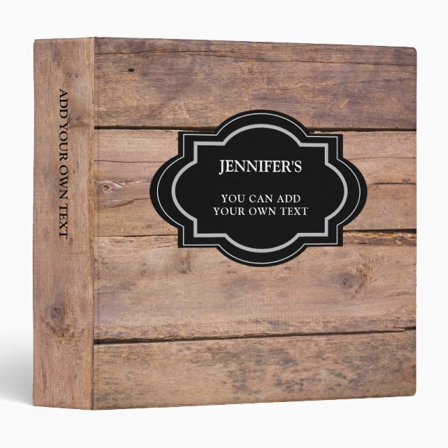 Rustic dark barn wood personalized country binder (Front/Spine)